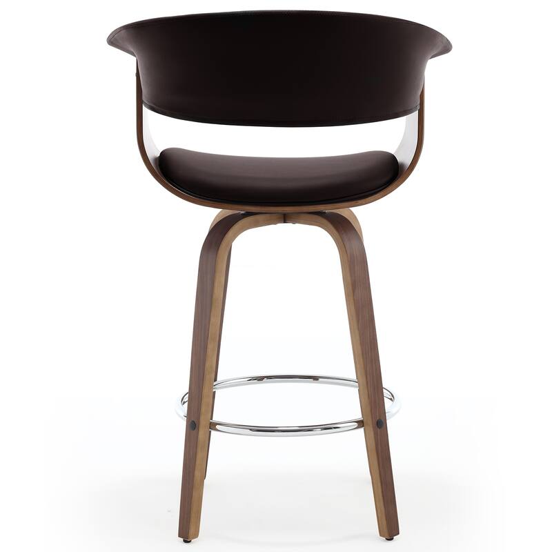 26"/29" Faux Leather Swivel Bar Stools, Wood Counter Stool