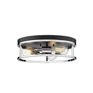 3-Light Black And Chrome Metal Flush Mount