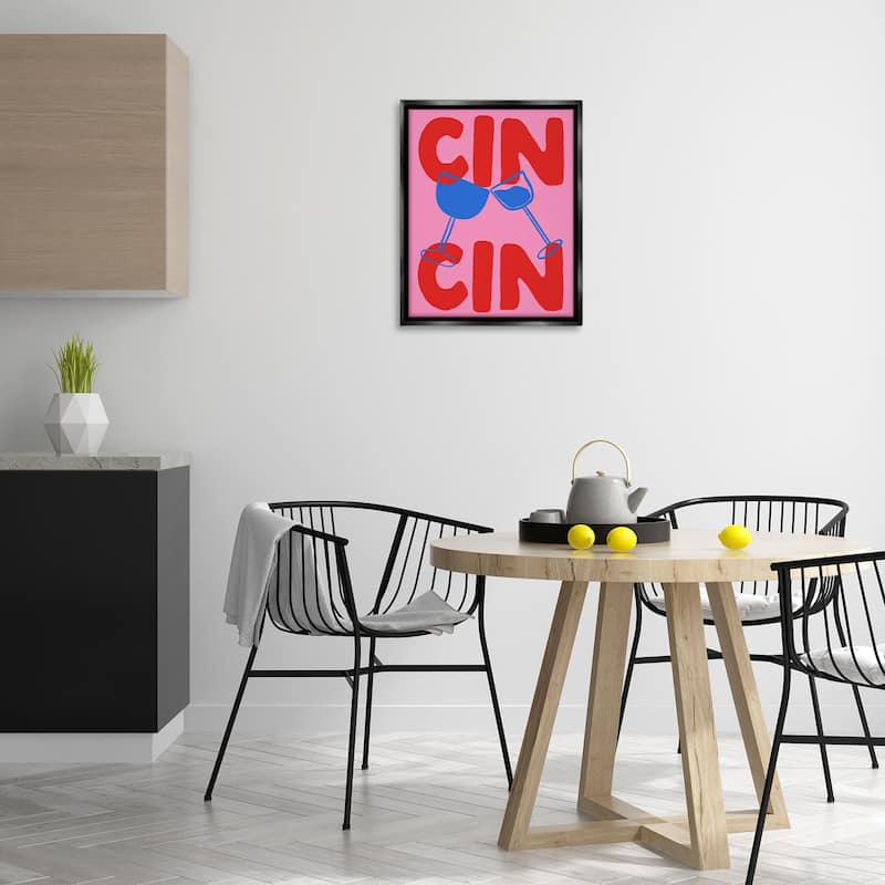 Stupell Bold Cin Cin Cheers Framed Floater Canvas Wall Art Design By House of Lulu