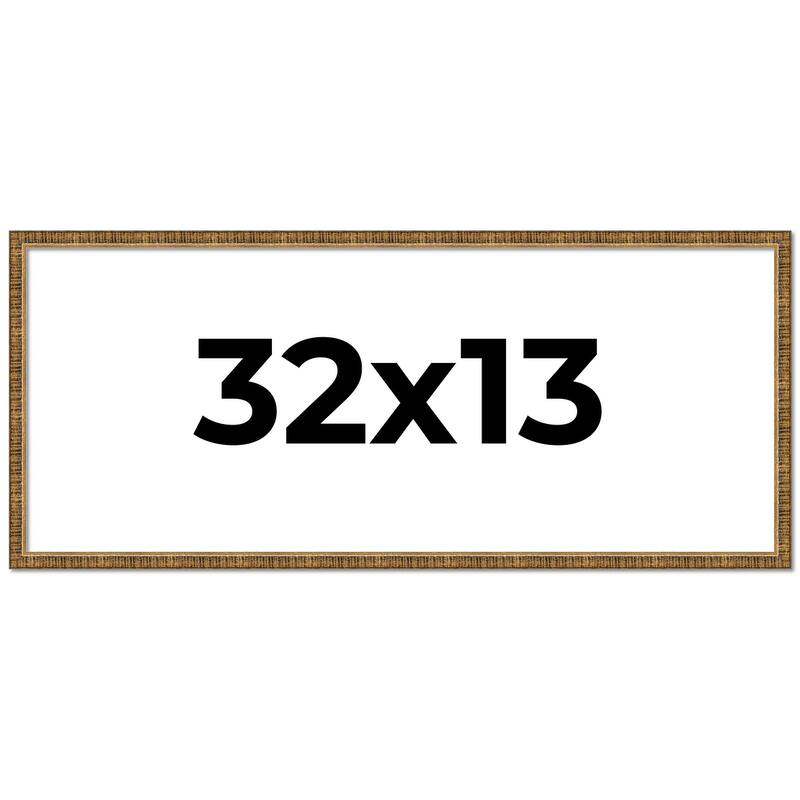 32x13 Frame Black Real Wood Picture Frame Kingsley Gold Distressed Photo Frame with UV Acrylic Foam Board Backing &
