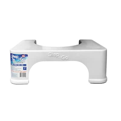 Step and Go Toilet Stool 7" - Bathroom Squat Stool - White