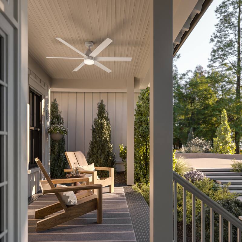 Kichler Lighting Loa 65 Inch Ceiling Fan with Satin Etch Cased Opal Glass in Matte White with White Blades