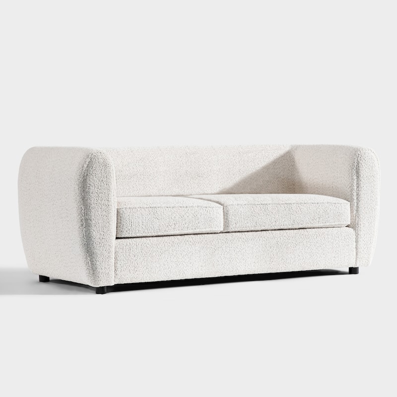Furniture of America Vanessa Modern Curved Arms Boucle Sofa Set with Seat Cushion and Wooden Legs, 2-Piece or 3-Piece Options