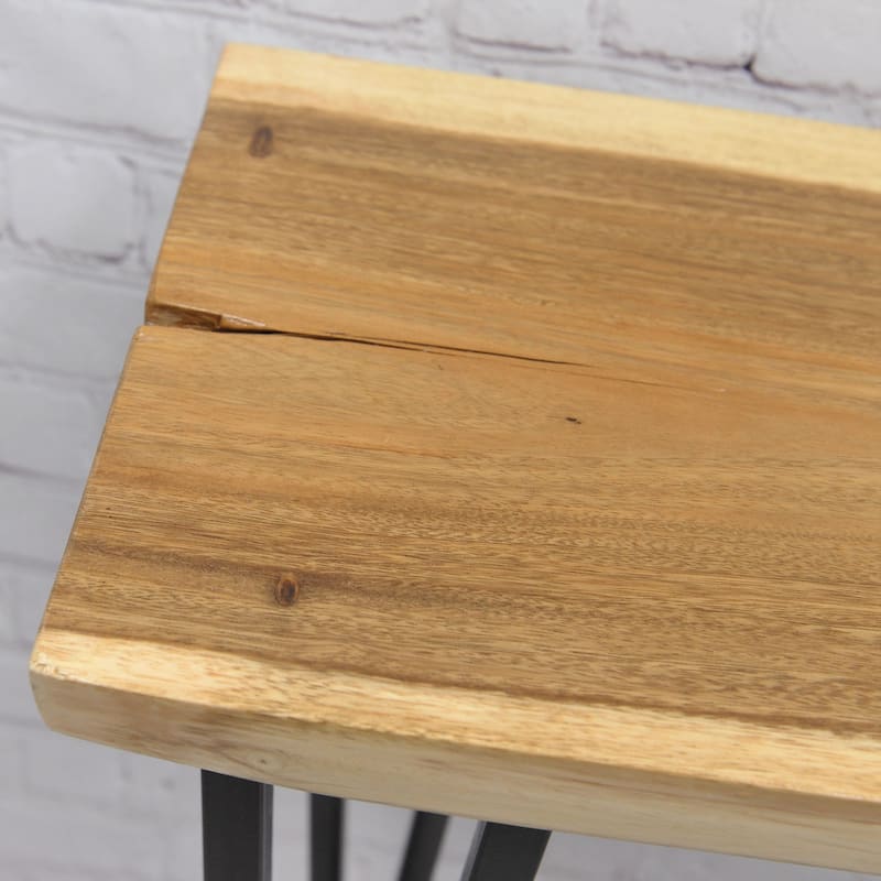 Greenage Suar Wood Console Table with Flat Iron Table Legs
