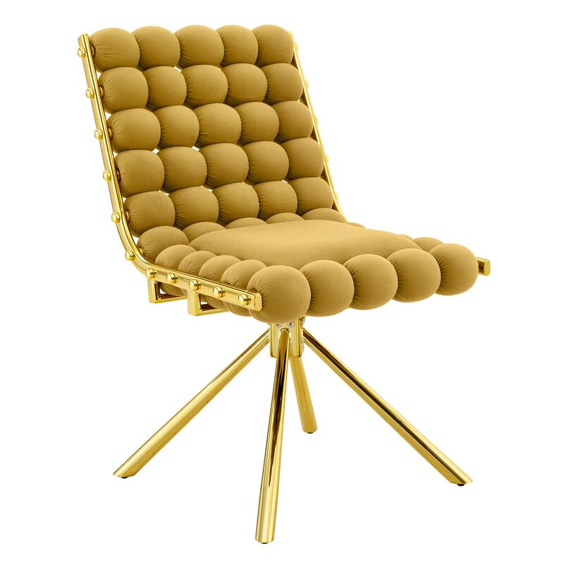 Velvet Accent Dining Chair with Metal Legs Modern Upholstered Armless Chair, Set of 2