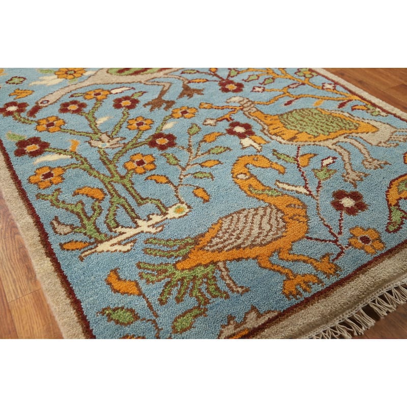 Hand Knotted Oriental 100% Wool Carpet Traditional All-Over Navy Blue & Blues Ziegler Area Rug - 5' 1'' X 3' 0''