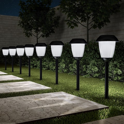 Pure Garden Solar Outdoor Path Lights - Set of 8 Rechargeable Lights - N/A