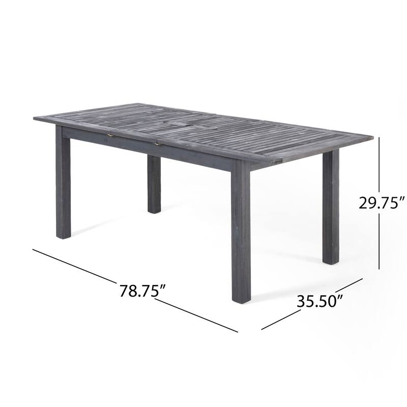 Expandable Acacia Wood Dining Table Outdoor Patio Extends for Entertaining