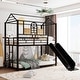 preview thumbnail 1 of 30, House Design Twin Over Twin Metal Bunk Bed with Slide Black