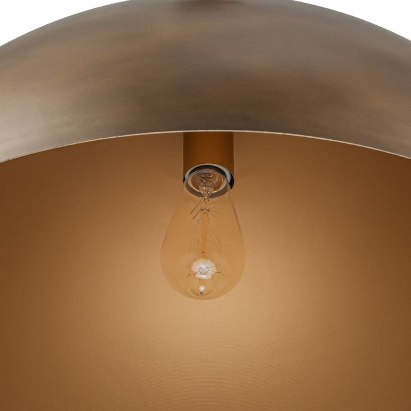 1-Light Antique Brass Industrial Dome Pendant