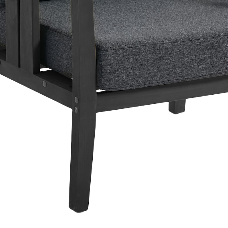 Casual 29"W Outdoor Patio Armchair Set In Solid Teak Wood with Cushion