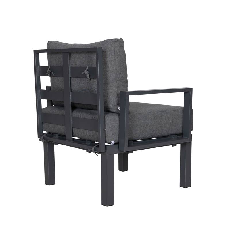 Chelsea 6-Piece Outdoor Patio Sectional Set in Black Aluminum with Removable Cushions for Backyard Garden and Patio Deck