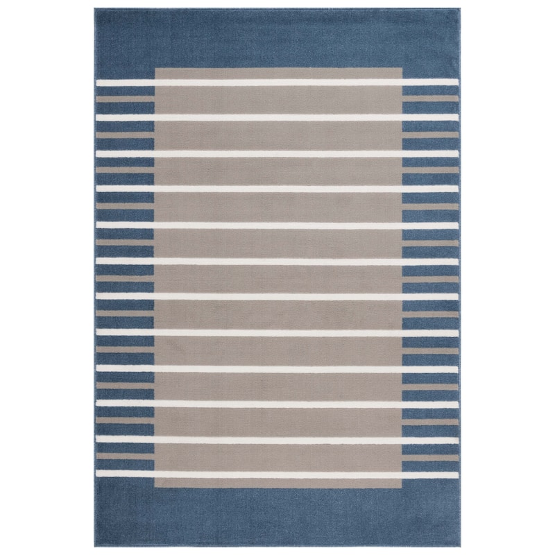 SAFAVIEH Pyramid Zilpah Casual Rug - 6'7" Square - Grey/Ivory Navy