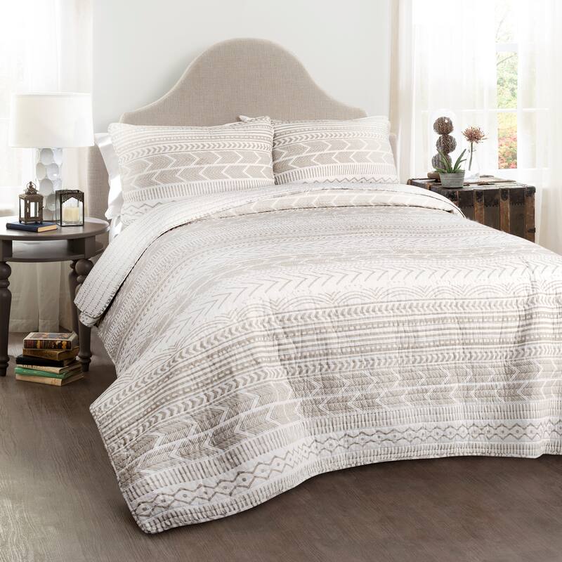 Lush Decor Hygge Geometric Pattern 3-piece Quilt Set