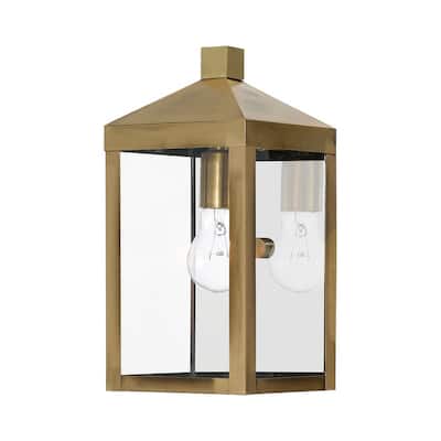 Livex Lighting 1-light Antique Brass Outdoor Wall Lantern, 20582-01 - 6.25" W. x 12.75" H x 6.25" Ext