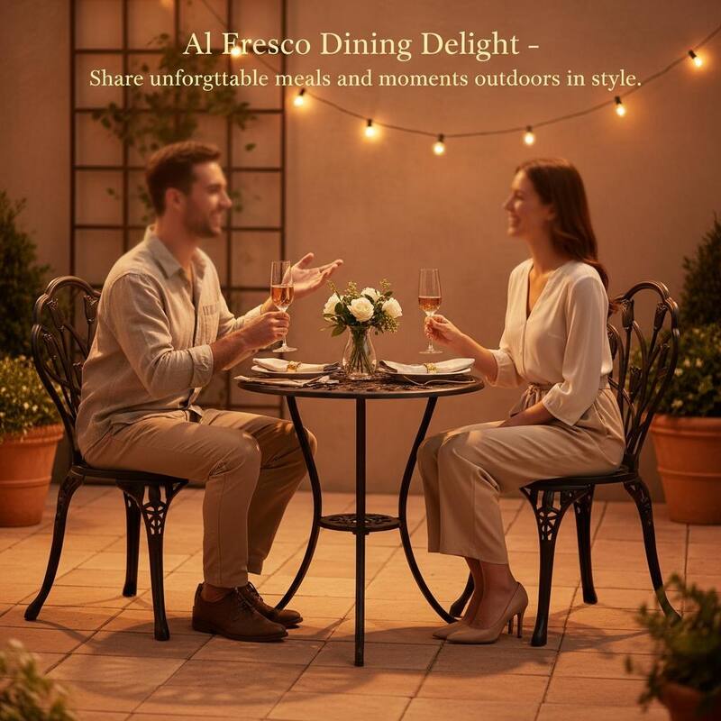 Modern 3-Piece Outdoor Bistro Set with Chairs and Table