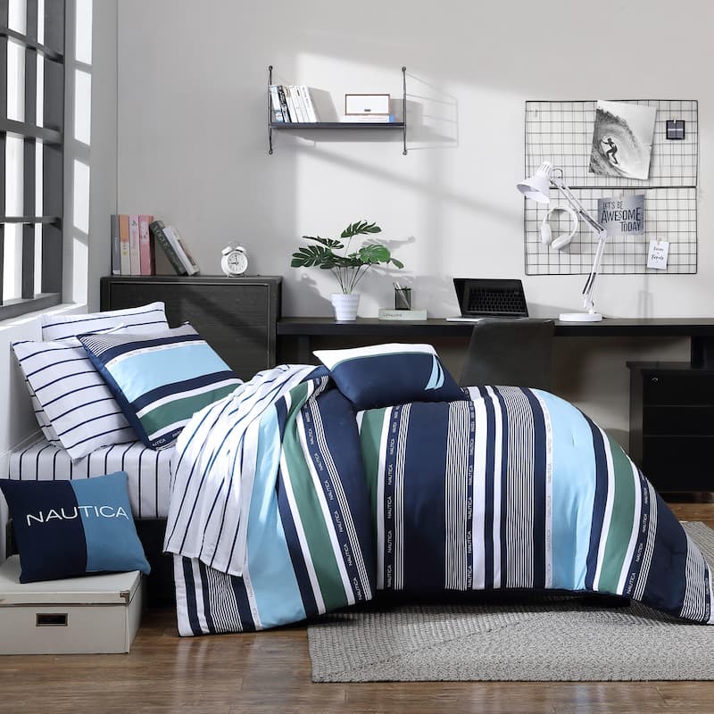 Nautica Elliot Reversible Navy Comforter Bonus Set