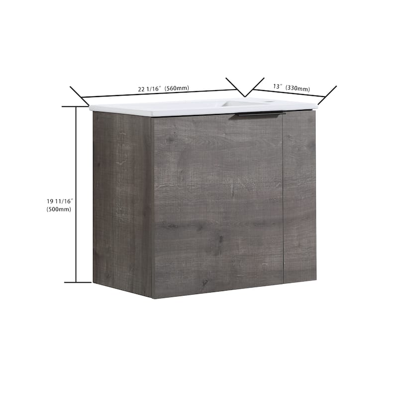 Bathroom Vanity With Sink In 22 Inch, Floating Bathroom Vanity With Soft Close Door