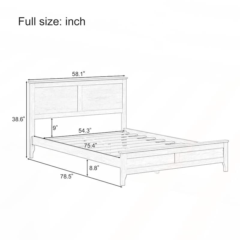 Modern Solid Wood Full Size Platform Bed