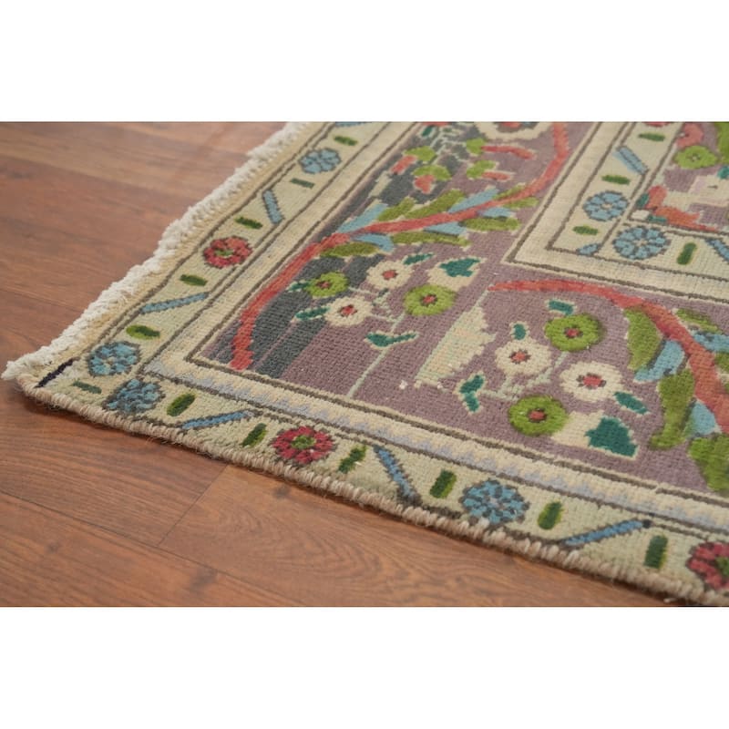 Hand Knotted Oriental 100% Wool Carpet Traditional Floral Beige & Ivories Tabriz Area Rug - 9' 9'' X 6' 5''