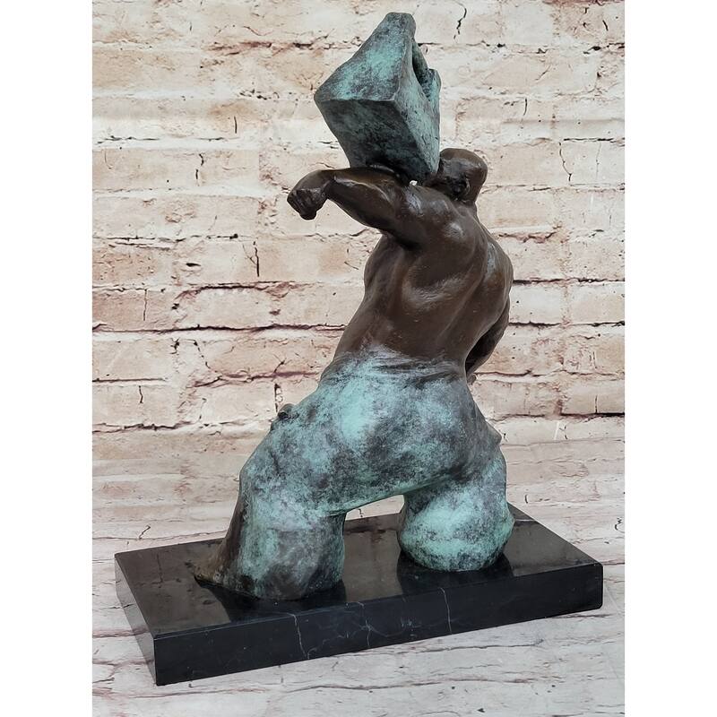 Abstract Tai Chi Shaolin Monk Balancing Weights - Original Bronze Sculpture By Milo