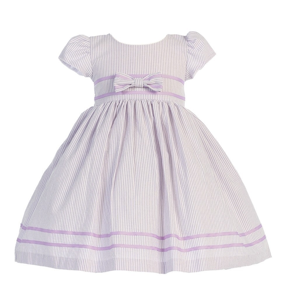 Shop Lilac Stripe Short Sleeve Seersucker Easter Dress Girls 3m 4t