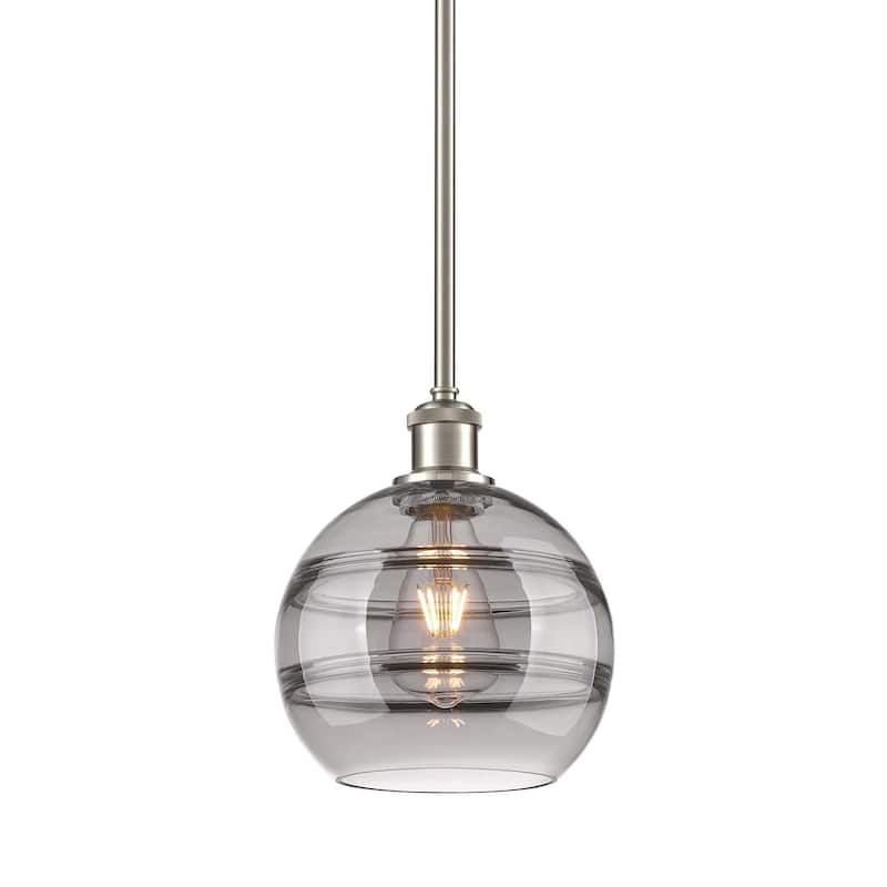 Innovations Lighting 516-1S-10-8 Rochester Pendant Rochester 8" Wide - Brushed Satin Nickel / Light Smoke