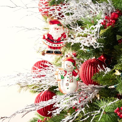 Santa and Snowman Cookie Glass Christmas Ornaments - 5.5" - 12ct