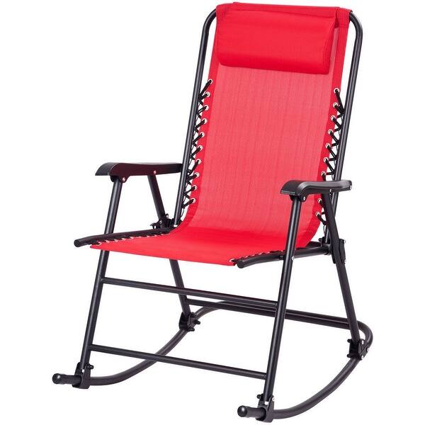 Shop Outdoor Patio Headrest Folding Zero Gravity Rocking Chair Red Overstock 28423156