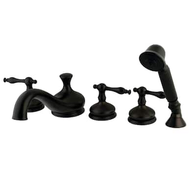 Kingston Brass Restoration Widespread Deck Mounted Roman Tub Filler