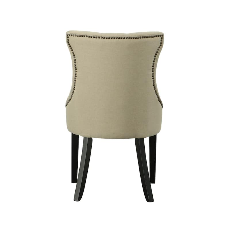 Armless Upholstered Tufted Back Dining Chair - 35" - Cream - Set of 2