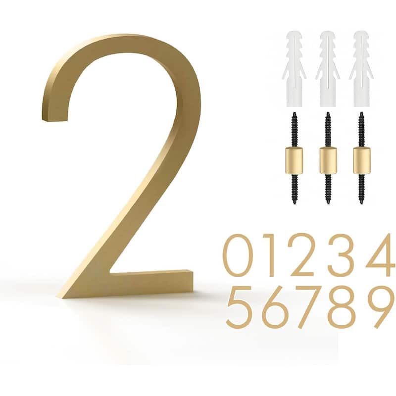 Mega Handles Modern Metal House Numbers | Heavy Duty Outdoor Address Digits | Easy to Install, Floating or Flush Mount Design
