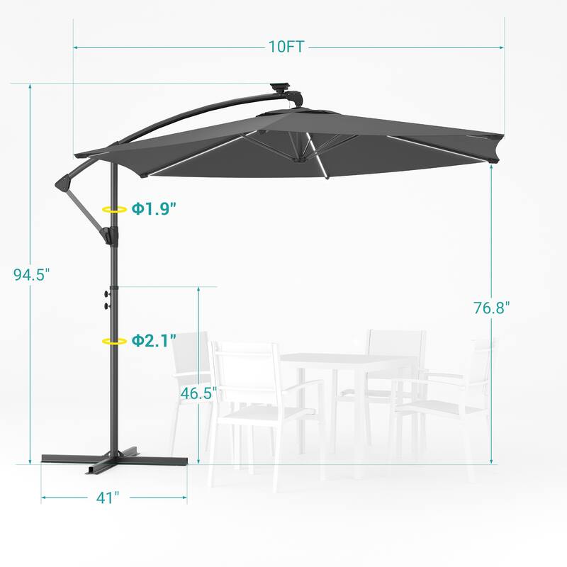 Sonkuki Outdoor 10FT LED lighted Patio Offset umbrella for Garden