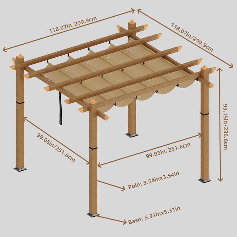 10x10 Ft Patio Outdoor Faux Wood Pergola and Gazebos for Backyard Garden Porch
