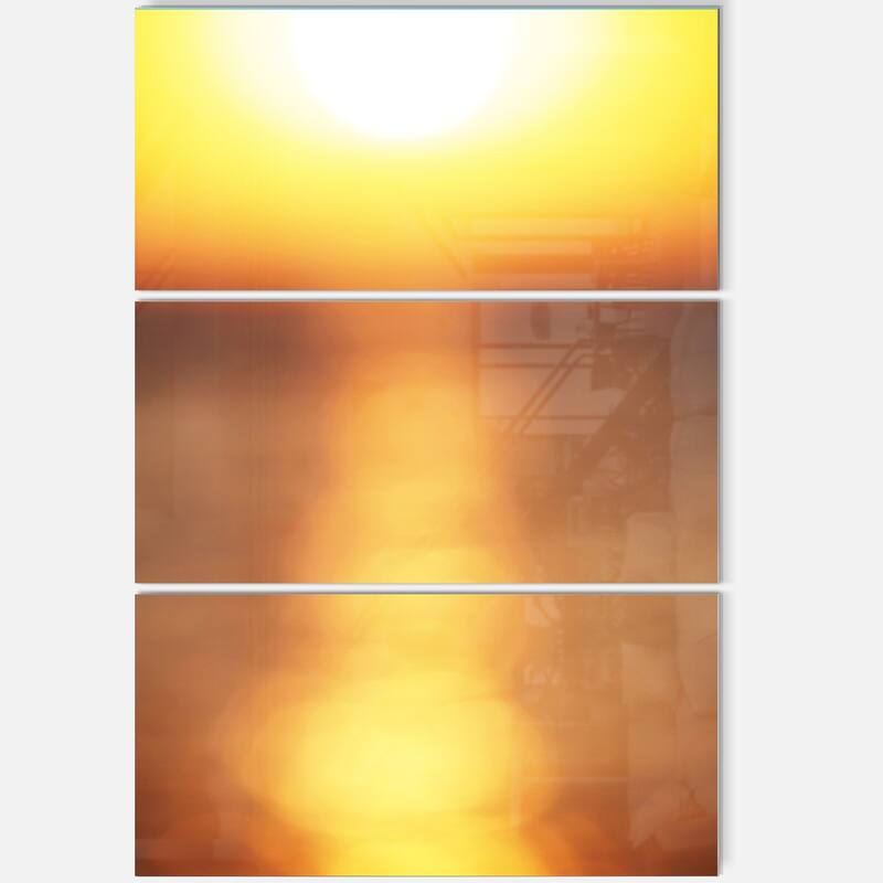 Designart 'Abstract Yellow Sunset Reflection' Landscape Metal Wall Art