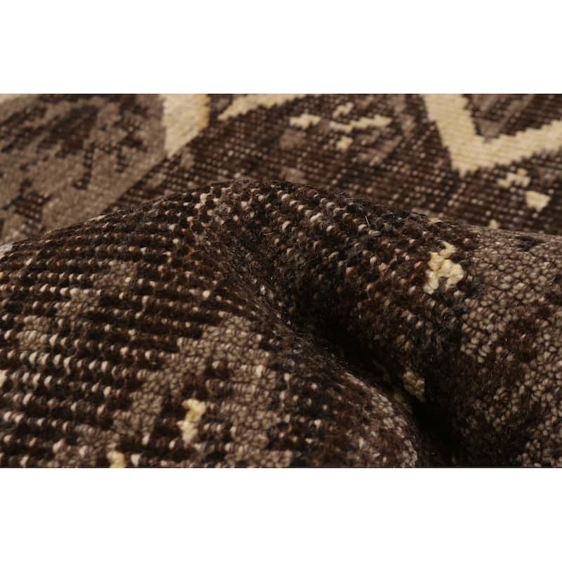 ECARPETGALLERY Hand-knotted Tangier Dark Brown Wool Rug - 5'3 x 7'5