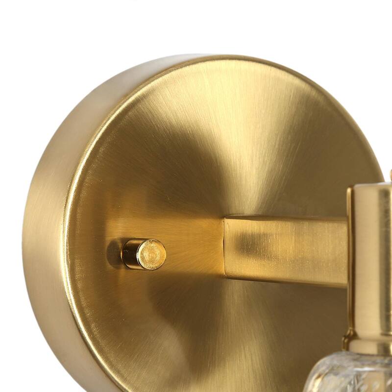 Modern Gold 3-Light Bathroom Vanity Light Seeded Glass Wall Sconce - Electroplated Gold - W21.5"xD6.5"xH7"