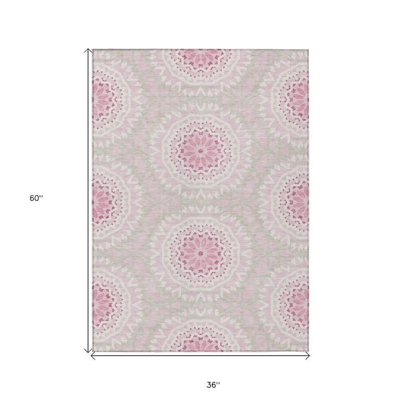 HomeRoots Floral Medallion Transitional Rectangle Outdoor Rug