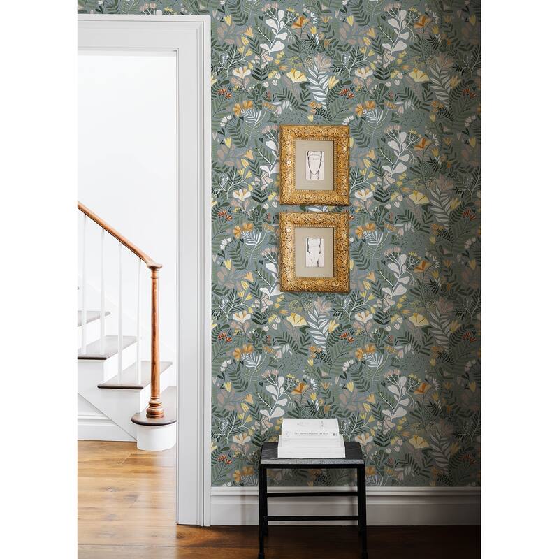 A-Street Prints Brittsommar Slate Woodland Floral Wallpaper