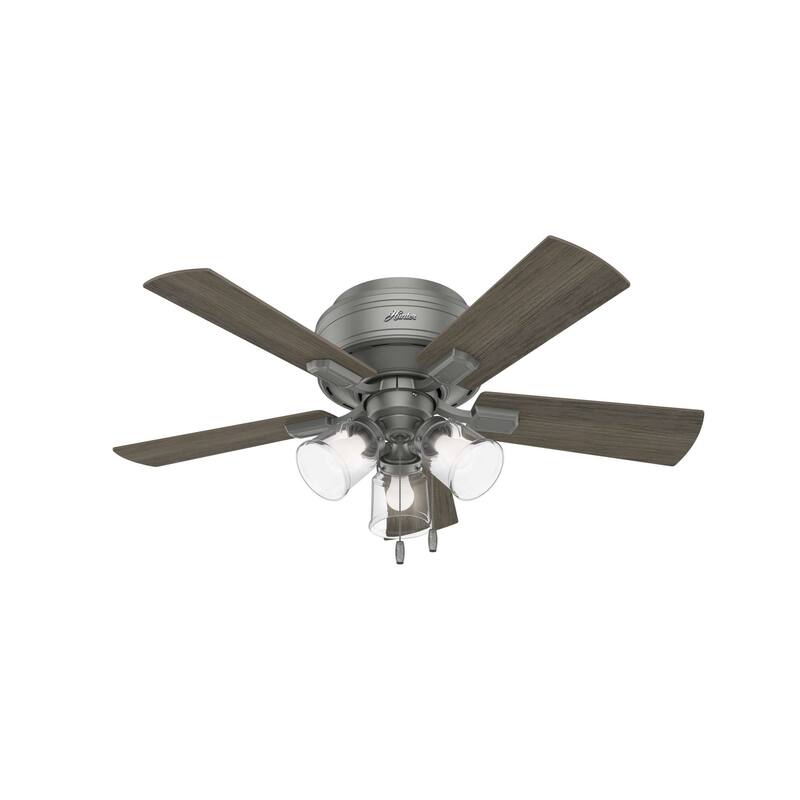 Hunter 42" Crestfield Low Profile Ceiling Fan with 3-Light LED Light Kit and Pull Chain - Casual, Farmhouse, Rustic