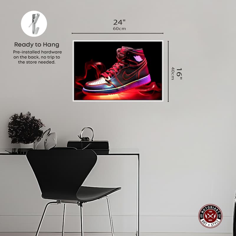Notoriart Flaming Hot Sneaker Ii Framed Sneaker 1 Piece Canvas Wall Art
