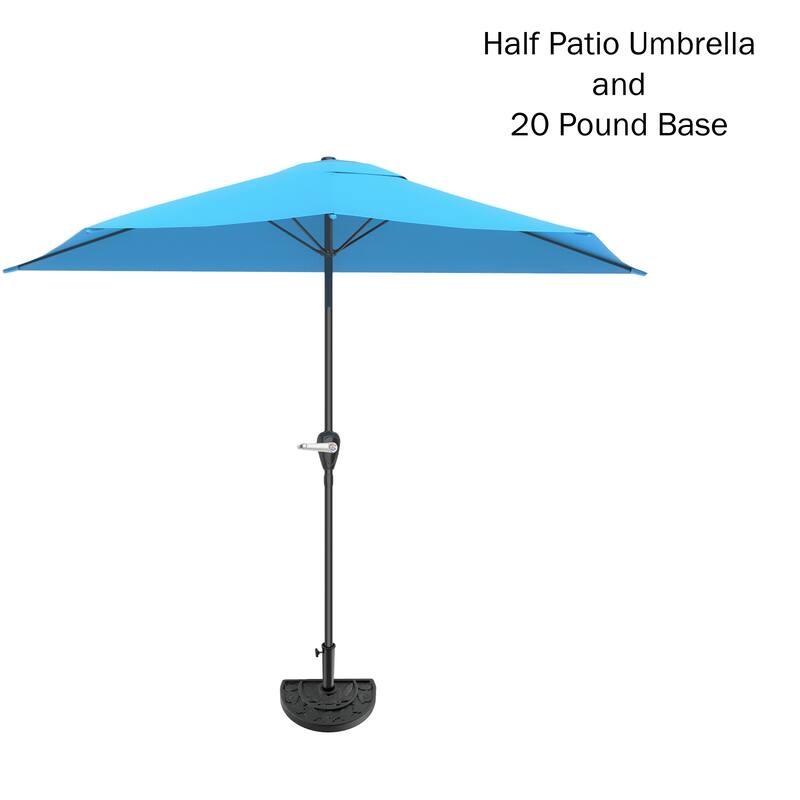 Pure Garden 9ft Half Umbrella with Base