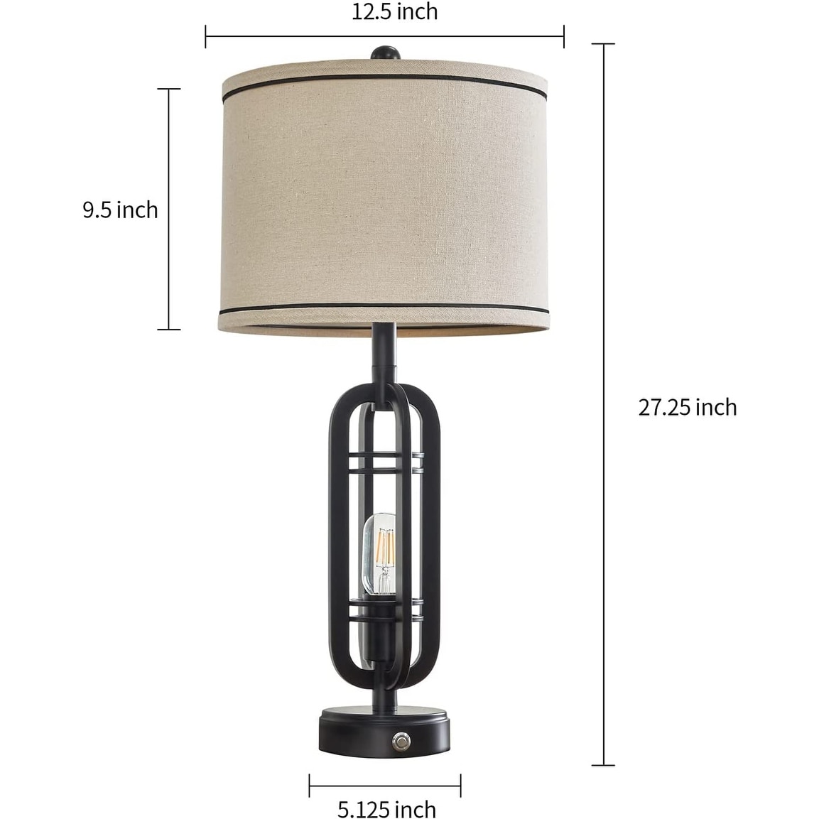 27.25 inch Industrial Table Lamp Set of with USB Ports,3 Way Dimmable  Touch Control Nightstand Lamp Vintage Modern Farmhouse Bed Bath  Beyond  37747315
