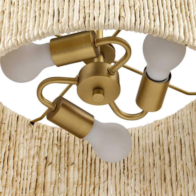 LamQee Rattan Kitchen Island Chandelier Corn Rope Woven Pendant