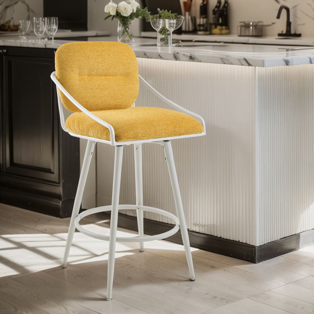 Art Leon Mid-century Modern Fabric Swivel Barstool