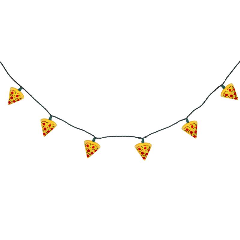 Pepperoni Pizza Indoor Outdoor Patio Light Set 6' Green Wire 10ct