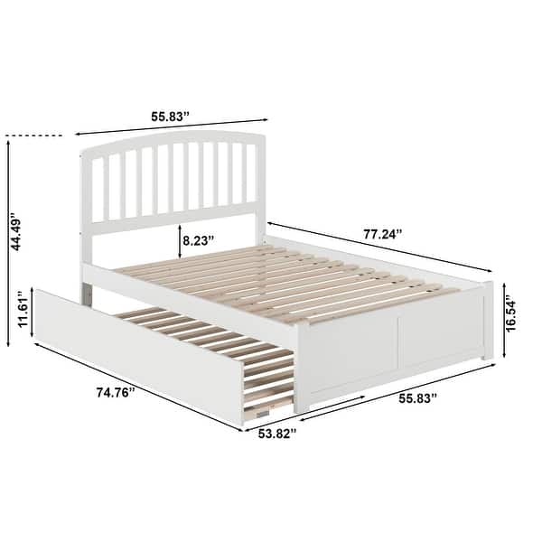 dimension image slide 0 of 2, Richmond Full Solid Wood Platform Bed with Footboard & Full Trundle