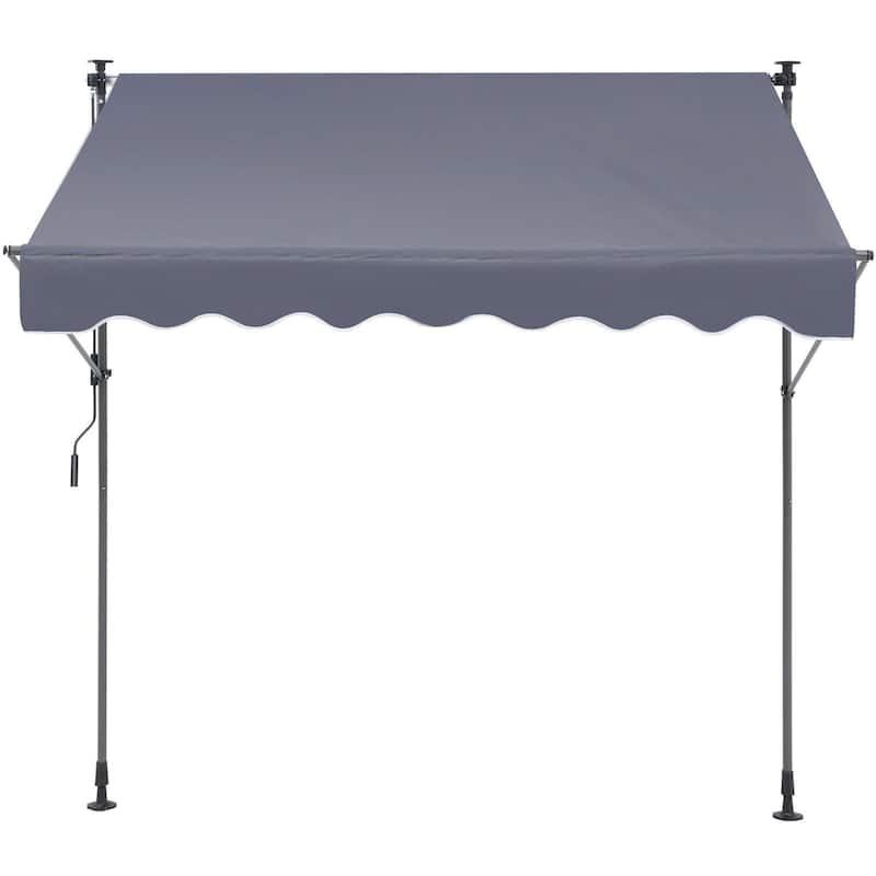 78" Manual Retractable Patio Awning with Sun Shade for Deck or Balcony