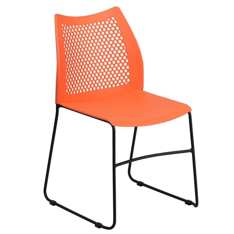 5 Pack 661 lb. Capacity Stack Chair with Air-Vent Back and Sled Base