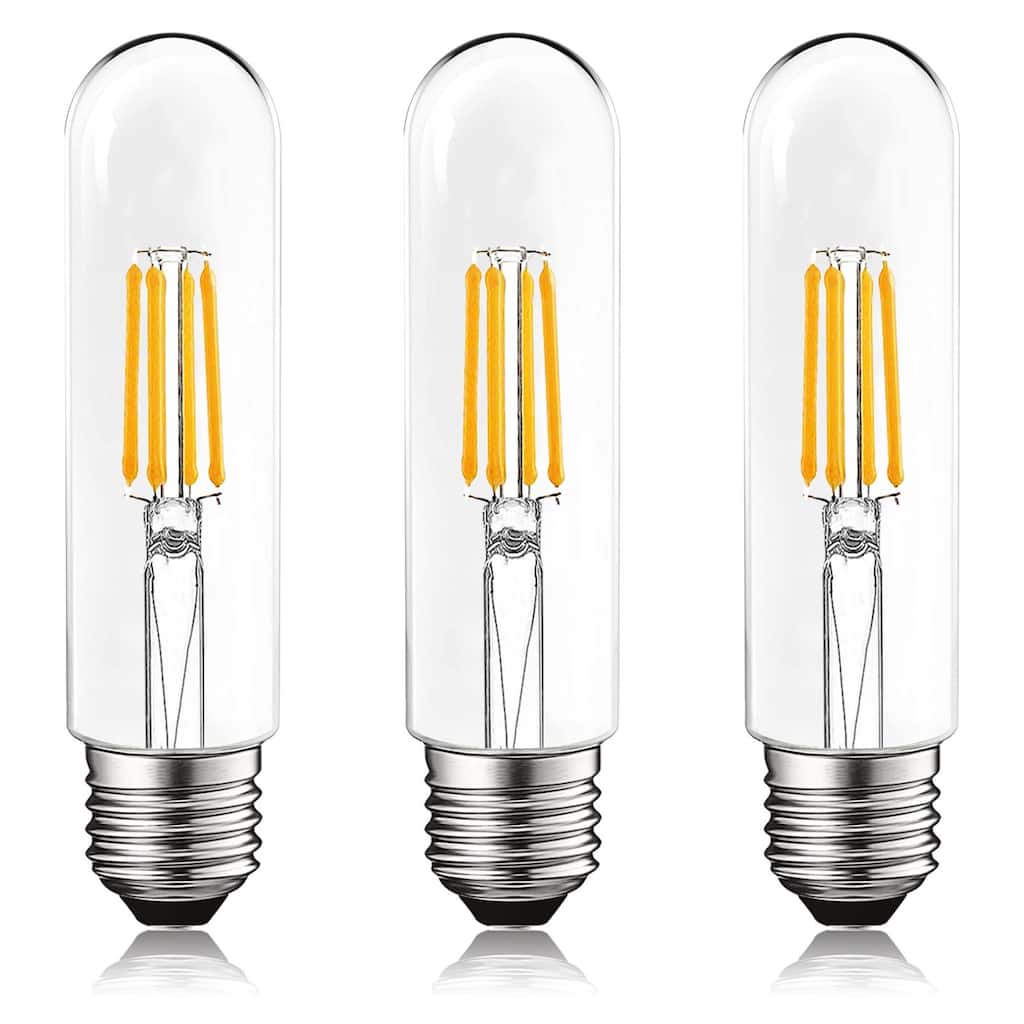 Luxrite T10 LED Bulb 5W=60W 3000K Soft White Edison Bulb 500 Lumens Tubular Light Bulb Damp Rated UL Listed E26 3 Pack